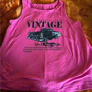 SHEIN Pink Vintage Graphic Muscle Tee